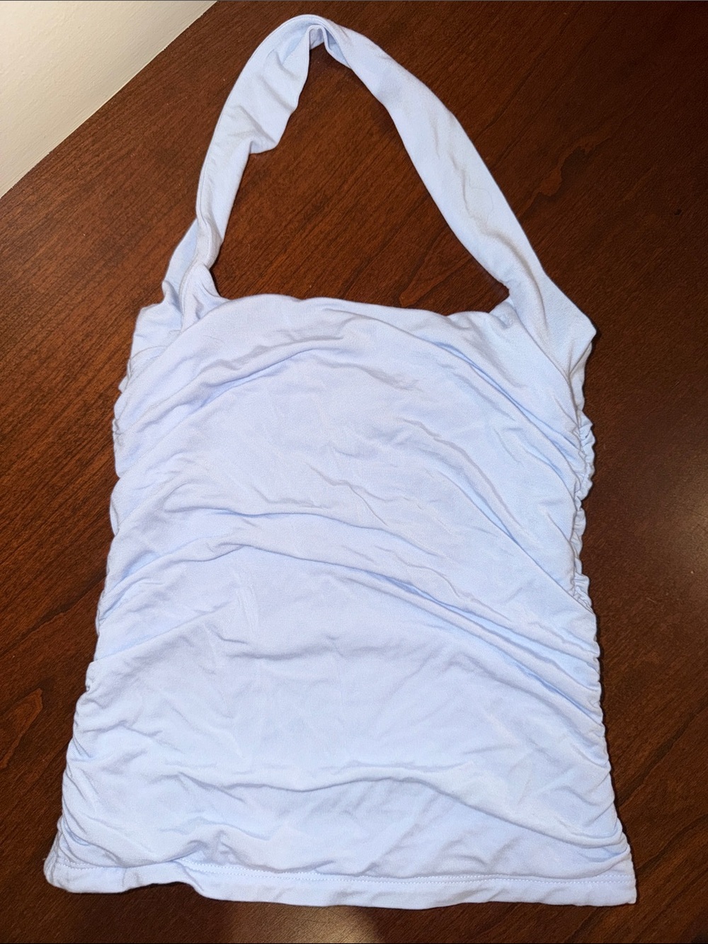 Aritzia Light Blue Ruched Halter Camisole
